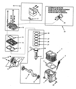 Pump Assembly Diagram and Parts List for VT633300  Campbell Hausfeld Compressor